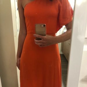 Alice and Olivia orange one shoulder dress